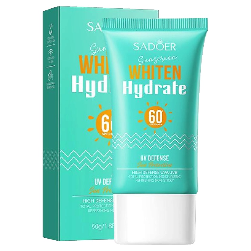 Изображение товара SADOER Крем солнцезащитный SPF60+ увлажняющий и осветляющий с витамином Е, 50 гр.