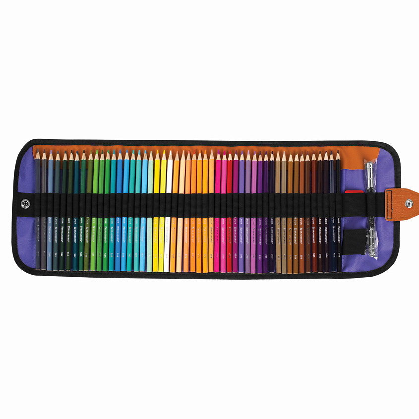 Изображение товара BRAUBERG Карандаши цветные супермягкие в пенале-скрутке MAX 50 цветов + держатель, Мультицвет