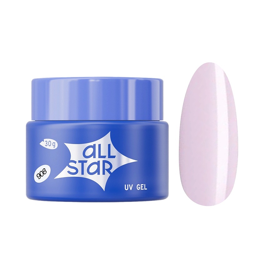 Изображение товара ALL STAR PROFESSIONAL Гель для моделирования ногтей, 30 гр; цвет: Milky Lilac 908 Молочный лиловый