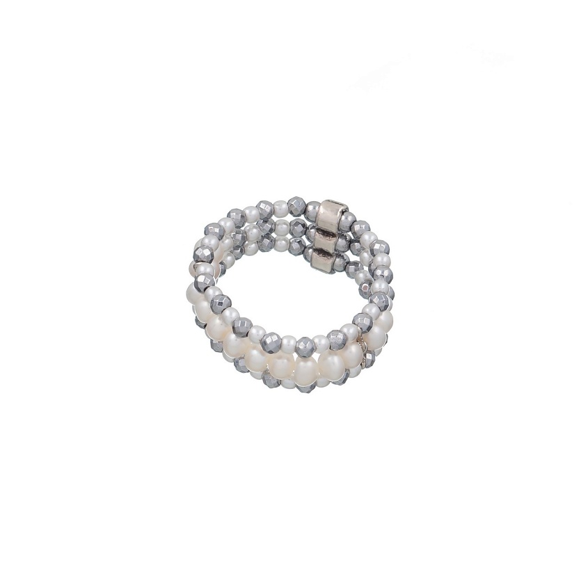 Изображение товара LANZEROTTI Кольцо, Splendore, стрейч, с жемчугом и гематитом, размер: 18