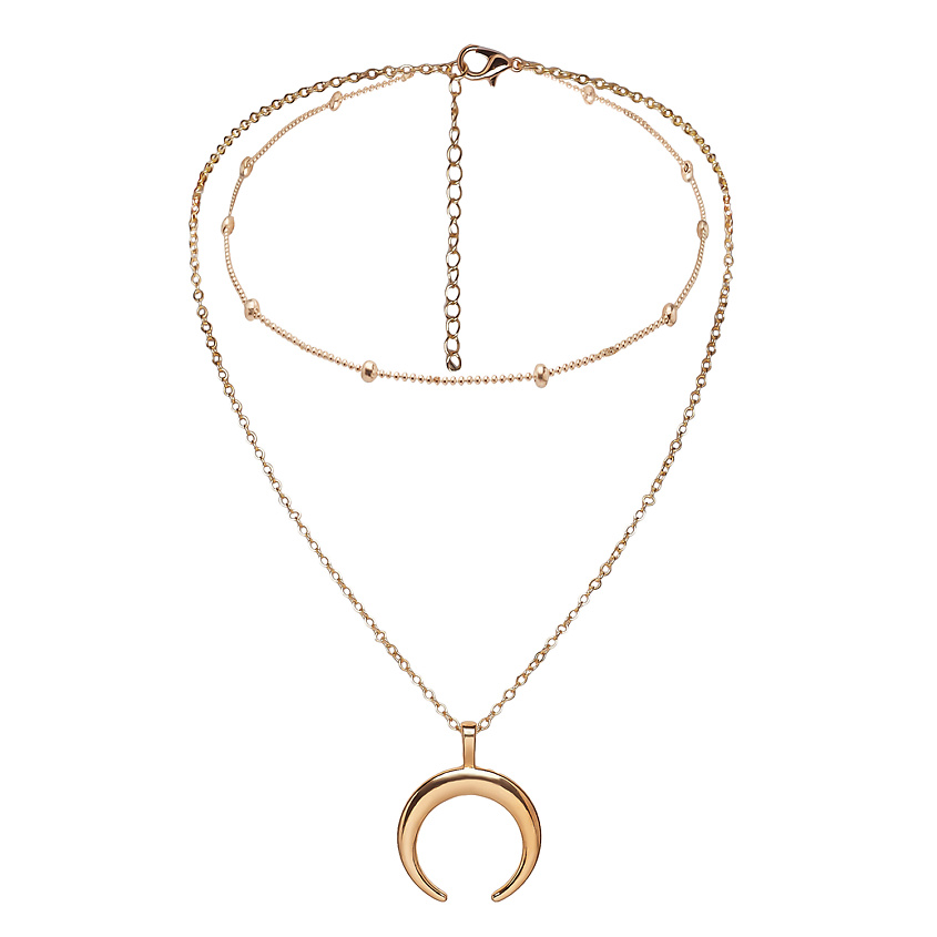 Изображение товара MERSADA Колье цепочка ожерелье двойное с подвеской "Лунная соната", Золотой