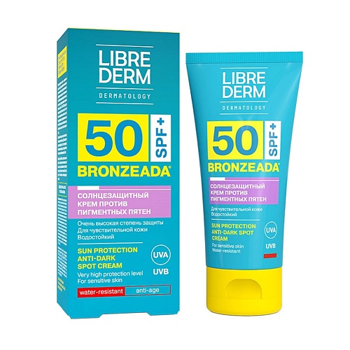 

LIBREDERM Крем для лица и тела против пигментных пятен солнцезащитный Bronzeada SPF50 Sun Protection Anti - Dark Spot Cream, Крем для лица и тела против пигментных пятен солнцезащитный Bronzeada SPF50 Sun Protection Anti - Dark Spot Cream