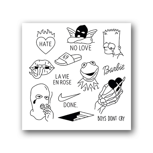 

TATTS Переводная тату Sad 10*10см, Переводная тату Sad 10*10см