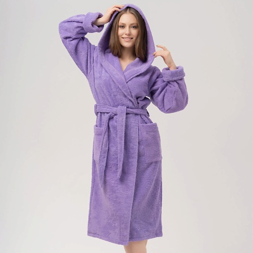 

BIO TEXTILES Халат махровый женский с капюшоном Lilac, Халат махровый женский с капюшоном Lilac