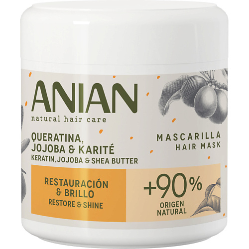 ANIAN Питательная маска для поврежденных и вьющихся волос с кератином маслами жожоба и карите RestoreShine 658₽