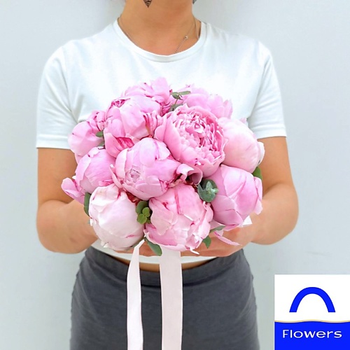

ЛЭТУАЛЬ FLOWERS Букет невесты из розовых пионов с эвкалиптом, Букет невесты из розовых пионов с эвкалиптом