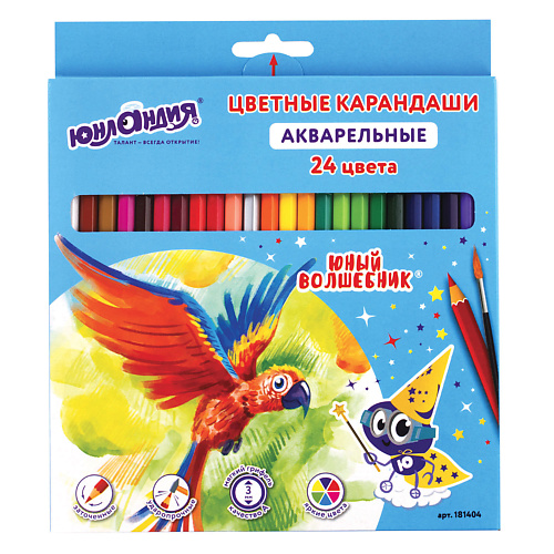 

ЮНЛАНДИЯ Карандаши цветные акварельные Юный волшебник, Карандаши цветные акварельные Юный волшебник