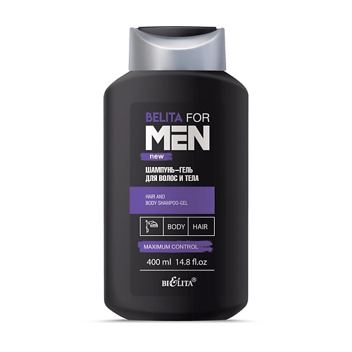 

БЕЛИТА Шампунь-гель для волос и тела Belita For Men 400.0, Шампунь-гель для волос и тела Belita For Men