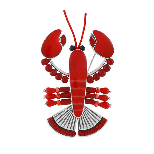 

TARATATA Брошь Mr Lobster, с цветной смолой, бусинами и шнуром, Брошь Mr Lobster, с цветной смолой, бусинами и шнуром