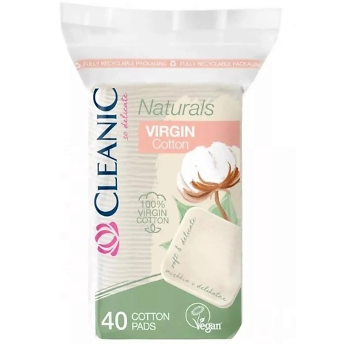 CLEANIC Naturals Virgin Cotton Гигиенические ватные диски квадратные 400 165₽