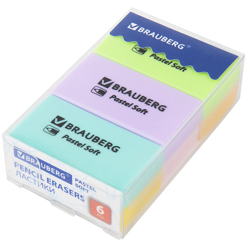 

BRAUBERG Ластики PASTEL SOFT 6, Ластики PASTEL SOFT