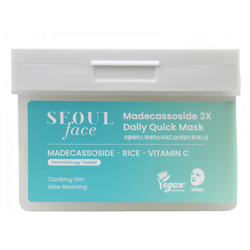 

DERMAL Seoul Face Набор масок для лица с мадекассосидом 36шт 36.0, Seoul Face Набор масок для лица с мадекассосидом 36шт
