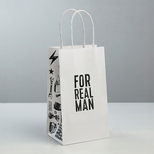 

ДАРИТЕ СЧАСТЬЕ Пакет подарочный крафт, упаковка, "For real man", Пакет подарочный крафт, упаковка, "For real man"
