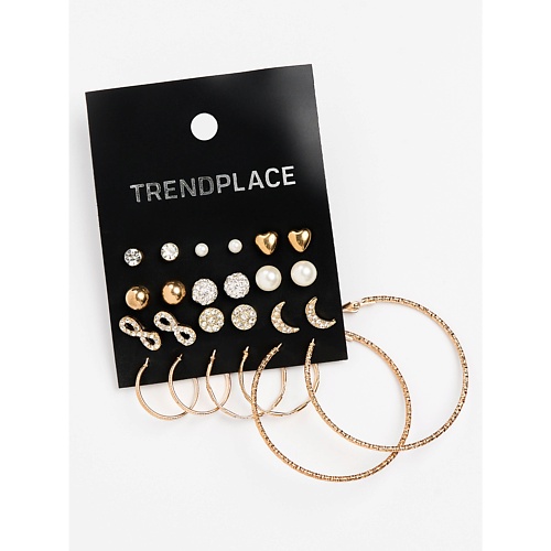 Набор серег TRENDPLACE Набор серьги пусеты кольца бижутерия под золото