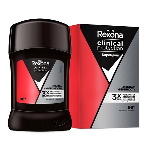 

REXONA Дезодорант-стик MEN CLINICAL PROTECTION Защита и уверенность 96 ч, Дезодорант-стик MEN CLINICAL PROTECTION Защита и уверенность 96 ч