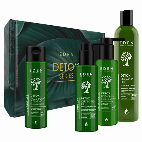 

EDEN Набор DETOX Hydrolat гель для душа +молочко для тела +гель для умывания+тоник +шоппер, Набор DETOX Hydrolat гель для душа +молочко для тела +гель для умывания+тоник +шоппер
