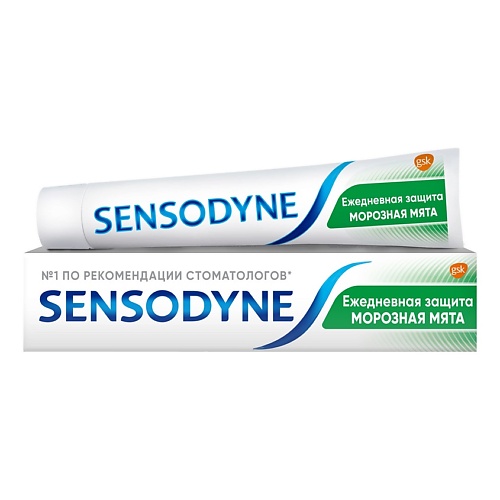 

SENSODYNE Зубная паста ежедневная защита морозная мята для чувствительных зубов с фтором 75, Зубная паста ежедневная защита морозная мята для чувствительных зубов с фтором