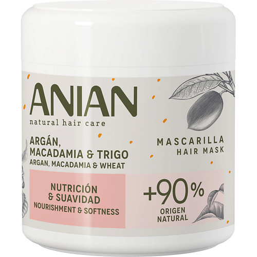 ANIAN Увлажняющая маска для очень сухих и поврежденных волос с маслами аргана ореха макадамии и пшеничным белком NourishmentSoftness 658₽