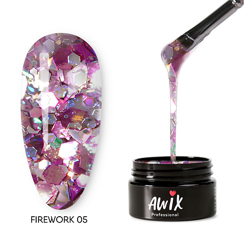 

AWIX Гель лак для дизайна ногтей с шестигранниками Firework, Гель лак для дизайна ногтей с шестигранниками Firework