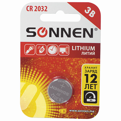 

SONNEN Батарейка Lithium, CR2032 1.0, Батарейка Lithium, CR2032