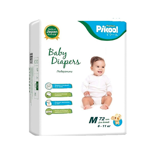 

PIKOOL Подгузники Premium M (6-11 кг.) 72.0, Подгузники Premium M (6-11 кг.)