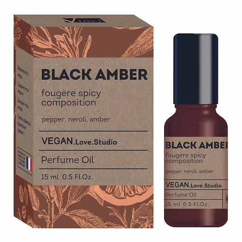 

VEGAN.LOVE.STUDIO Парфюмерное масло для тела Black Amber перец амбра нероли 15.0, Парфюмерное масло для тела Black Amber перец амбра нероли