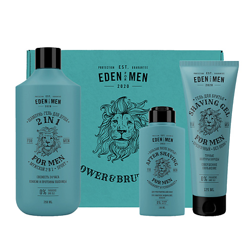 

EDEN Подарочный набор For men шампунь-гель 2 в 1+гель для бритья прозрачный+бальзам для бритья, Подарочный набор For men шампунь-гель 2 в 1+гель для бритья прозрачный+бальзам для бритья