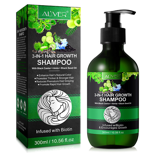 ALIVER Шампунь для воос 3 в 1 с маслами касторовым амлы и тмина 3000 946₽