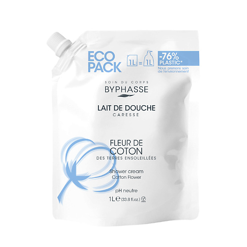 

BYPHASSE ECOPACK Гель для душа CARESSE цветок хлопка 1000.0, ECOPACK Гель для душа CARESSE цветок хлопка