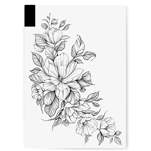 Наклейки для тела PRINT FACTORY Переводная Временная Татуировка Магнолия