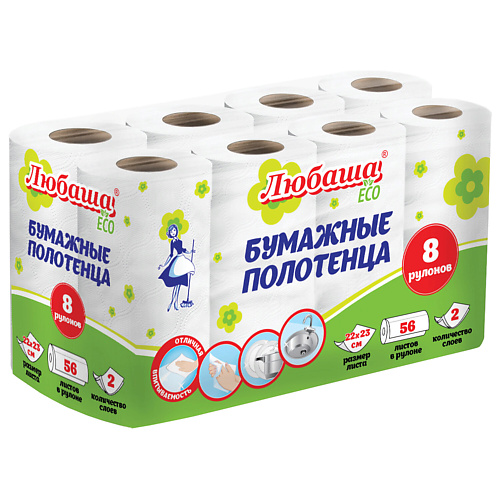

ЛЮБАША Полотенца бумажные 2сл, Полотенца бумажные 2сл