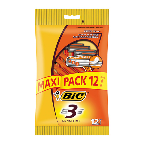 Бритвенные станки BIC Одноразовые бритвы мужские 3 лезвия 3 Sensitive