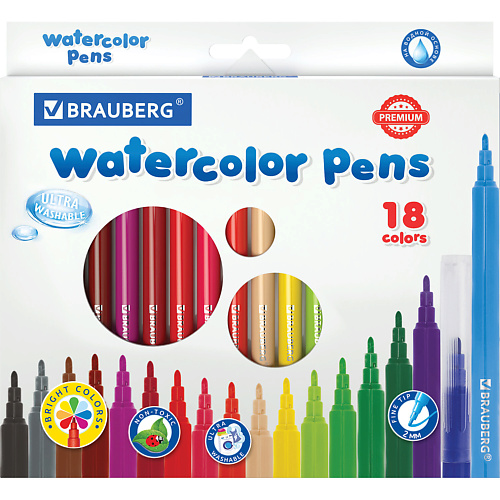 

BRAUBERG Фломастеры PREMIUM 18 цветов, Фломастеры PREMIUM 18 цветов