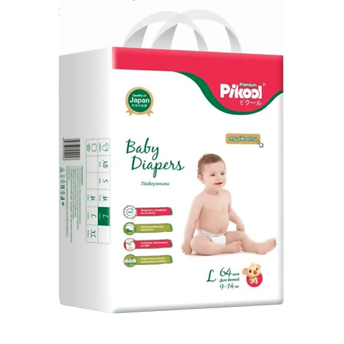 

PIKOOL Подгузники Premium L (9-14 кг.) 64.0, Подгузники Premium L (9-14 кг.)