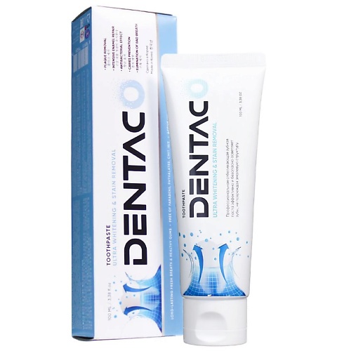 

DENTACO Корейская зубная паста отбеливающая, защита от кариеса и укрепление эмали зубов 100, Корейская зубная паста отбеливающая, защита от кариеса и укрепление эмали зубов