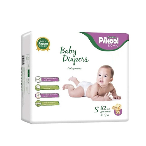 

PIKOOL Подгузники Premium S (4-9 кг.) 82.0, Подгузники Premium S (4-9 кг.)