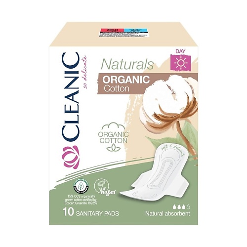 

CLEANIC Naturals Organic Cotton Гигиенические прокладки день 10.0, Naturals Organic Cotton Гигиенические прокладки день