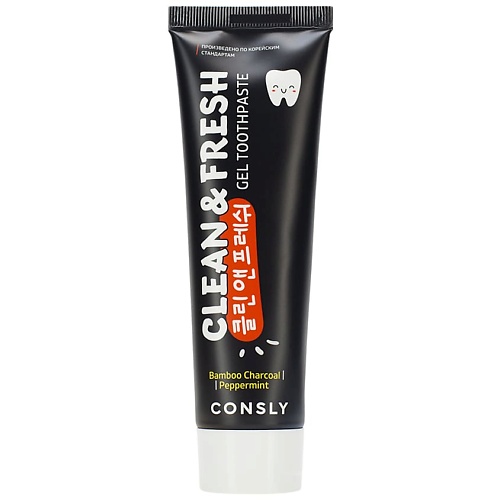 

CONSLY Зубная паста гелевая с бамбуковым углем и перечной мятой Clean & Fresh, Зубная паста гелевая с бамбуковым углем и перечной мятой Clean & Fresh