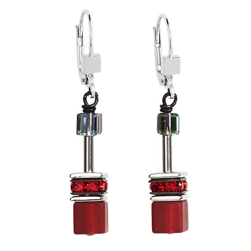 

COEUR DE LION Серьги GeoCUBE Red-Grey, Серьги GeoCUBE Red-Grey