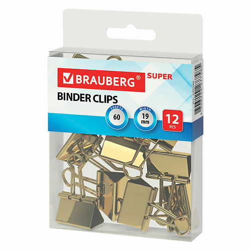 

BRAUBERG Зажимы для бумаг EXTRA 12, Зажимы для бумаг EXTRA