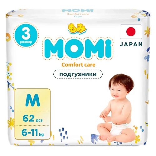 

MOMI Подгузники "Comfort Care" размер M 6-11 кг упаковка 62.0, Подгузники "Comfort Care" размер M 6-11 кг упаковка