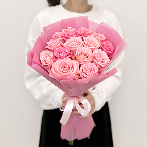 

ЛЭТУАЛЬ FLOWERS Букет из розовых роз 15 шт, Букет из розовых роз 15 шт