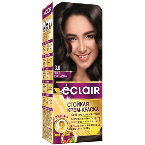 ECLAIR Стойкая крем-краска  для волос с маслами OMEGA 9
