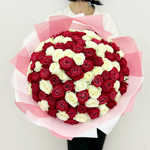 

ЛЭТУАЛЬ FLOWERS Букет из белых и розовых роз Шангрила 101 шт, Букет из белых и розовых роз Шангрила 101 шт