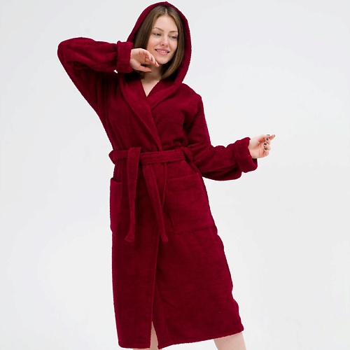 

BIO TEXTILES Халат махровый женский с капюшоном Bordeaux, Халат махровый женский с капюшоном Bordeaux