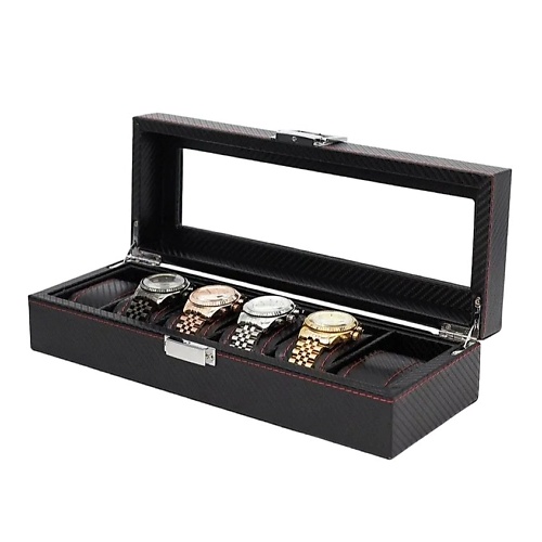 

CLOX Шкатулка для пяти часов, карбон, красная строчка, MTW89, Шкатулка для пяти часов, карбон, красная строчка, MTW89