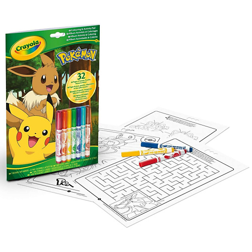 

CRAYOLA Раскраска с головоломками Pokemon Activities Book + Фломастеры, Раскраска с головоломками Pokemon Activities Book + Фломастеры