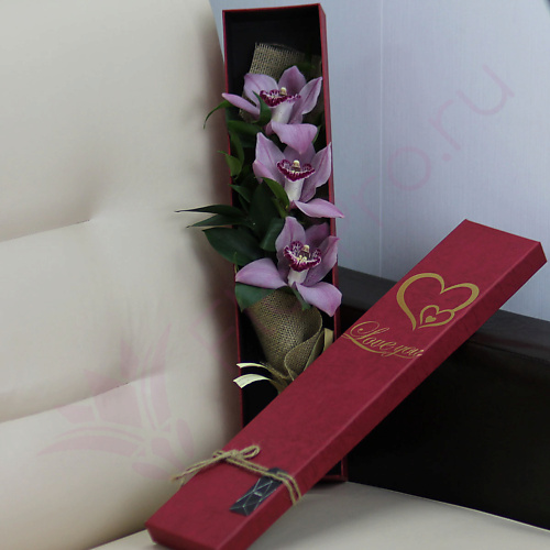 

FLORPRO 3 розовых орхидеи в коробке, 3 розовых орхидеи в коробке