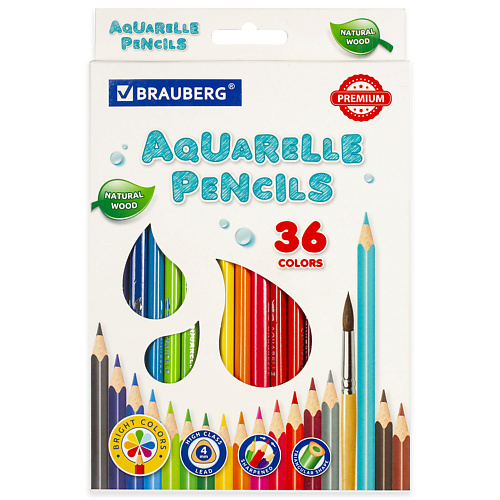 

BRAUBERG Карандаши цветные акварельные PREMIUM AQUARELLE, Карандаши цветные акварельные PREMIUM AQUARELLE