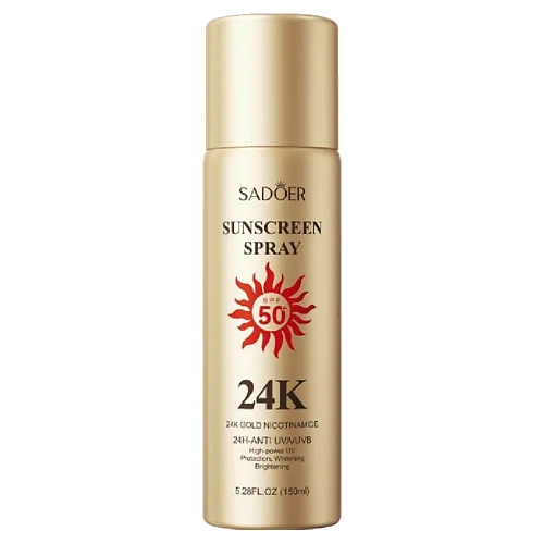 

SADOER Спрей для лица и тела с золотом 24 карата и ниацинамидом SPF50 PA+++, Спрей для лица и тела с золотом 24 карата и ниацинамидом SPF50 PA+++
